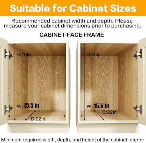 2-Tier Kitchen Cabinet Pull Out Shelf and Drawer Organizer Slide Out Pantry Storaqe Basket in Multiple Sizes (15" W x18 D)