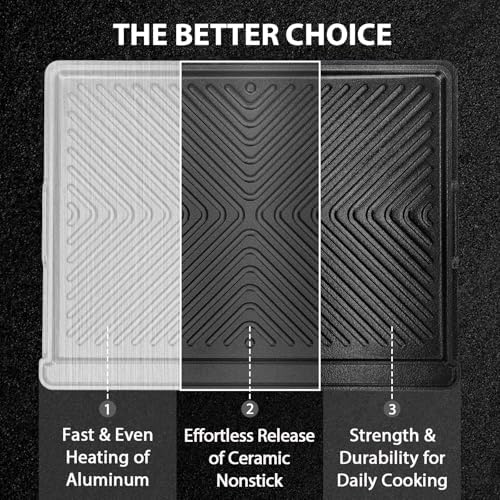 Utheer 16.3 x 13 Inch Cast Iron Aluminum Griddle for Gas Grill & Stove Top