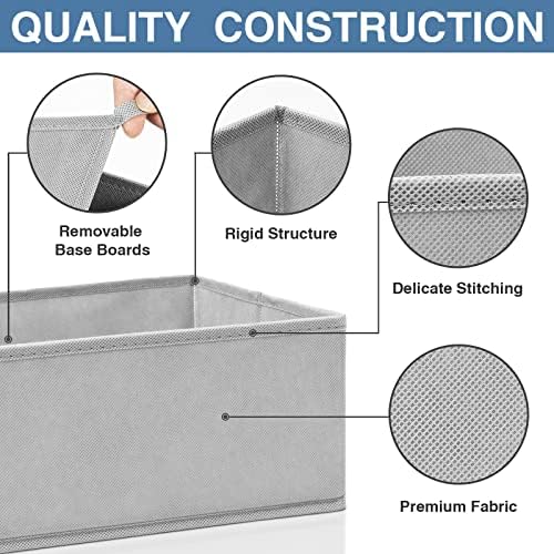 Criusia Drawer Organizer Clothes 24 Pack, Fabric Closet Organizers and Storage Bins for Underwear Sock, Odorless Dresser Drawer Dividers for Baby Nursery Organization (Grey)