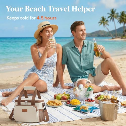 Lifewit Medium Lunch Bag, Insulated Lunch Box, Soft Cooler Cooling Tote for Adult Men Women, Beige 12-Can (9L)