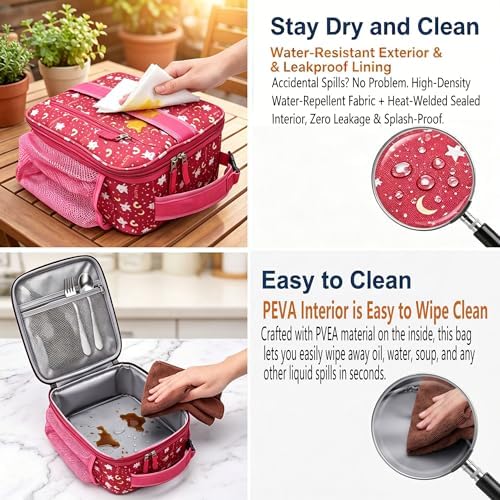 Lunch Box Kids,Cute Cartoon Insulated Lunch bag for Kids Boys Girls Portable Lightweight Small Lunchbox Special Design for school Picnic Outdoor