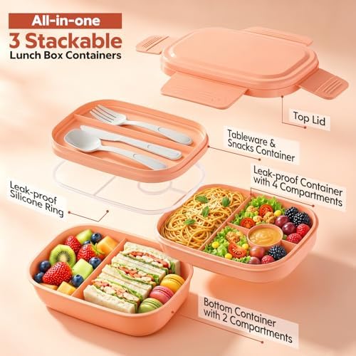 Bento Box Adult with Insulated Lunch Bag - 3 Stackable Leak-Proof Lunch Box