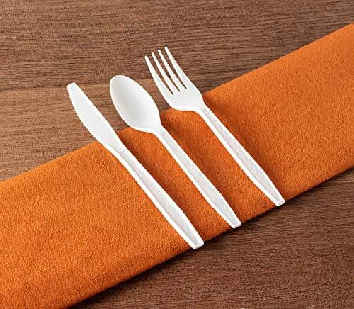 PARTY BARGAINS Argyle White Plastic Cutlery Set 720 -Piece – 360 Forks, 240 Spoons, 120 Knives – Heavy-Duty Disposable Utensils for Parties, Weddings, Buffets, BBQs & Catering – BPA Free