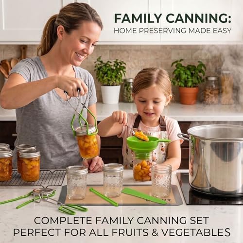 Cooking Utensils Canning Supplies Starter Kit - Beginner's Set with Canning Tools, Tongs, Jar Lifter, Funnel, Labels, Stainless Steel Water Bath Canning Pot Accessories, Pressure Canning Essentials