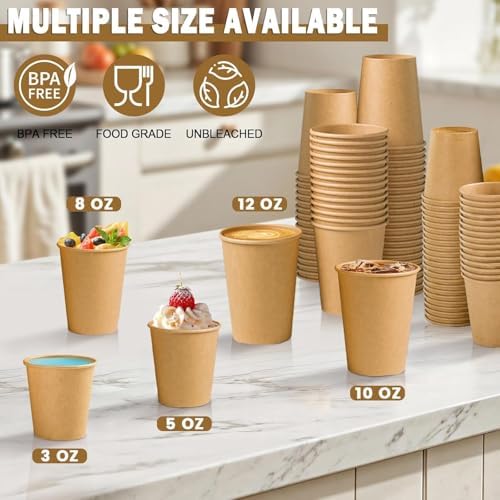 Lamosi 100 Count 3 oz Kraft Paper Cups, Disposable Small Coffee Cups