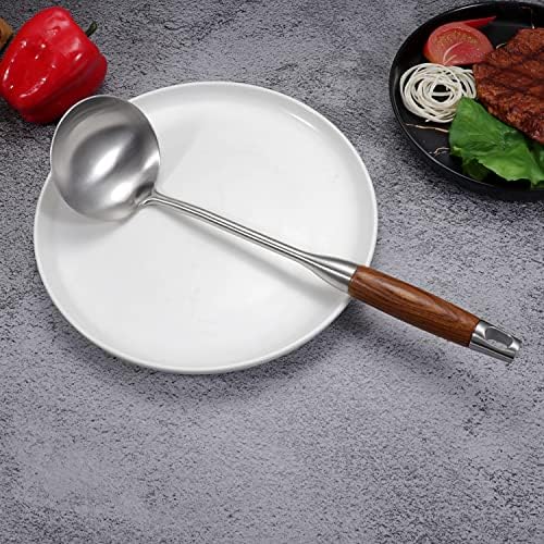 AOOSY Soup Ladle,304 Stainless Steel Cooking Ladle Spoon with Wooden Handle