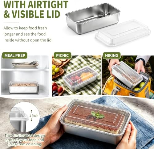 P&P CHEF Loaf Pan with Lid, 9 x 5 Inch Stainless Steel Bread Pan, 2PCS