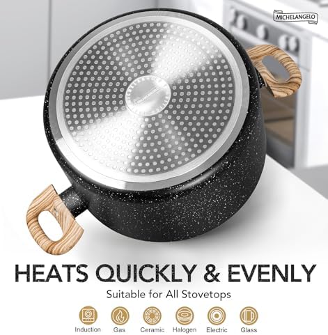 MICHELANGELO Stock Pot with Lid, 10 Quart Large Pot for Cooking, Nonstick Cooking Pot with Healthy Coating, Non Stick Soup Pots Induction Compatible