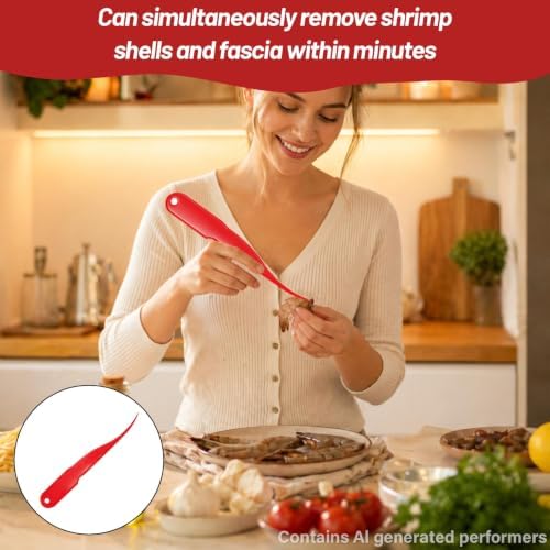 Shrimp Deveining Tool, 1 Pack Red Shrimp Deveiner Peeler, Practical Seafood Kitchen Gadget for Quick Shrimp Shelling & Vein Removal Without Damaging Meat