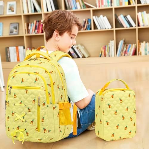 TuErCao Cute Strawberry-Print Lunch Box Kids for School, Compact Reusable Tote LunchBox for Girls for School, Office, Picnic, Lightweight Small Lunch Bag Fits Bento Boxes, Snack and Foods