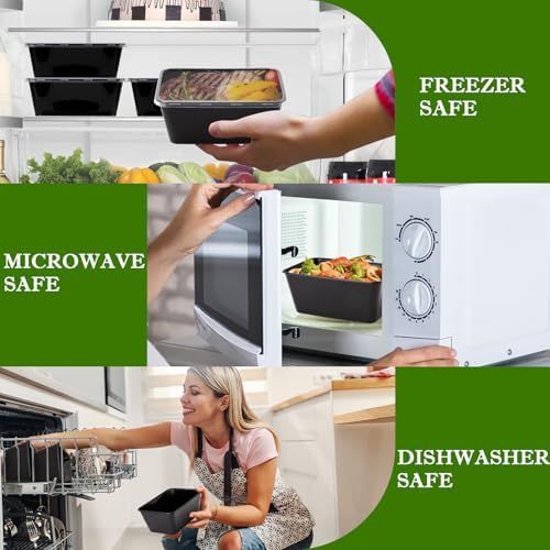 Meal Prep Containers 50Pack - 34oz Food Storage Containers with Lids, Reusable Food Prep Containers, Disposable To Go food Containers for Takeout, BPA Free, Stackable, 1000ml, Microwave/Freezer Safe