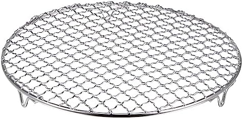HARFINGTON Round Cooking Rack 9.7-inch 201 Stainless Steel Cross Wire Barbecue Grill Net with 20mm Legs for Cooking Baking Steaming BBQ