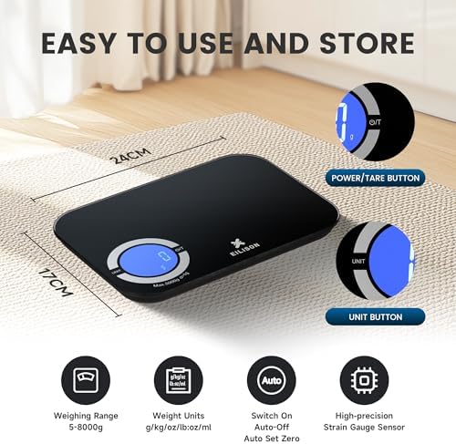 EILISON Smart Kitchen Food Scale,Bluetooth,8000g Cap,Nutrition Calculator