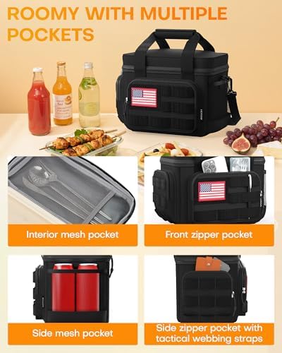 HOTOR Lunch Box Men Women Tactical Insulated Lunch Bag Black 8L