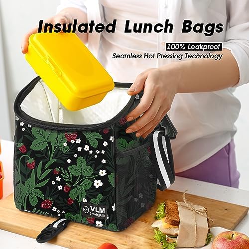 VLM Lunch Box for Women, Insulated Lunch Bag Women, Cute Floral Lunch Tote