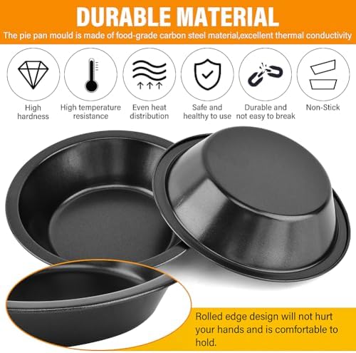 12pcs Mini Pie Pans 5 Inch - Reusable Round Pie Tins - Nonstick