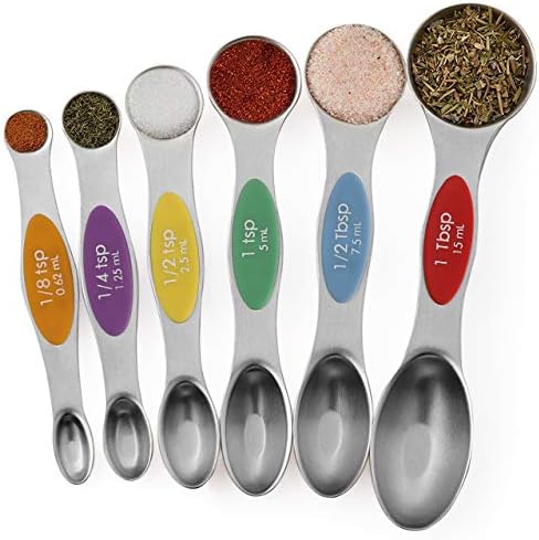 Magnetic Measuring Spoons Stainless Steel Dual Sided Teaspoons Tablespoons