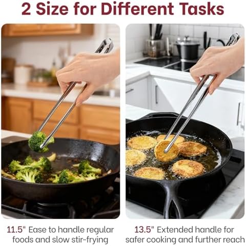 Precise Serrated Non-Slip Tips Cooking Tongs 2 Set (11.5" & 13.5")