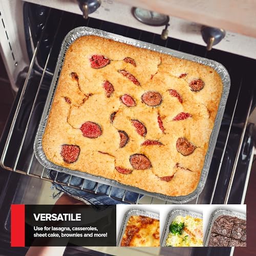 Stock Your Home 9x13 Disposable Aluminum Pans with Lids, 30 Pack