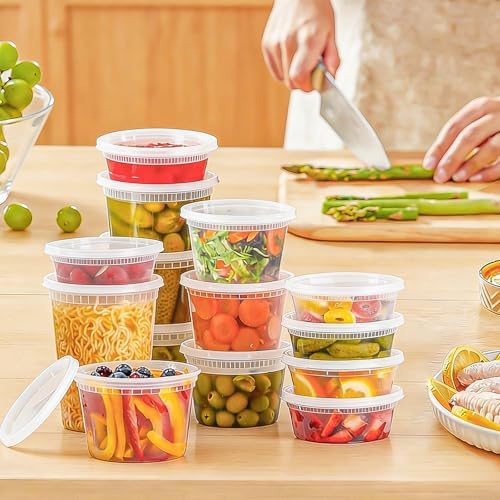 BYSNOW 60 Sets Deli Containers with Lids Plastic Food Storage Containers