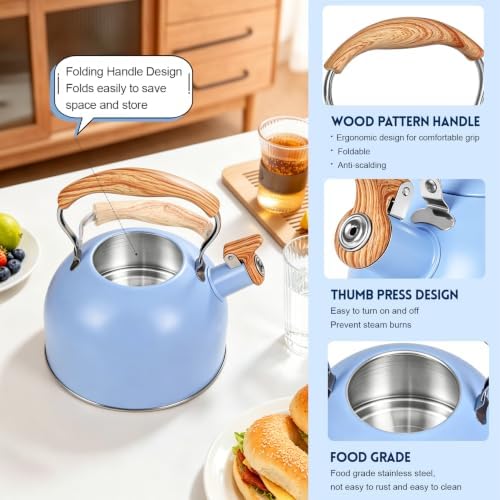 GGC Whistling Tea Kettle for Stove Top, 85OZ/2.6QT Stainless Steel Tea Pot