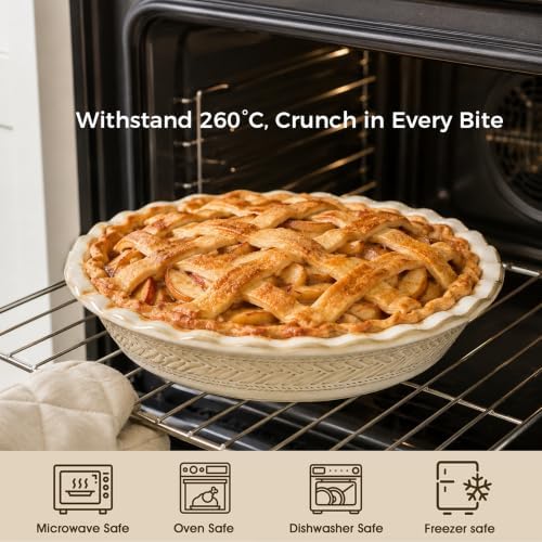Ceramic Pie Pan, 9 in Pie Dish, Deep Dish Pie Plates for Quiche