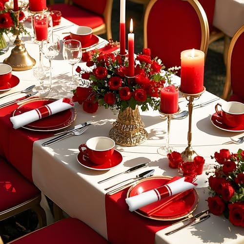 400PCS Pre Rolled Red Plastic Silverware Sets Heavy Duty for Wedding