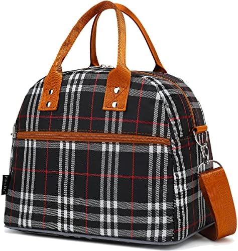 FlowFly Insulated Lunch Bag for Women & Men, Large Reusable Lunch Tote with Shoulder Strap & Handle, Freezable Cooler Bag for Work, Travel & Meal Prep,W&B (W&B)
