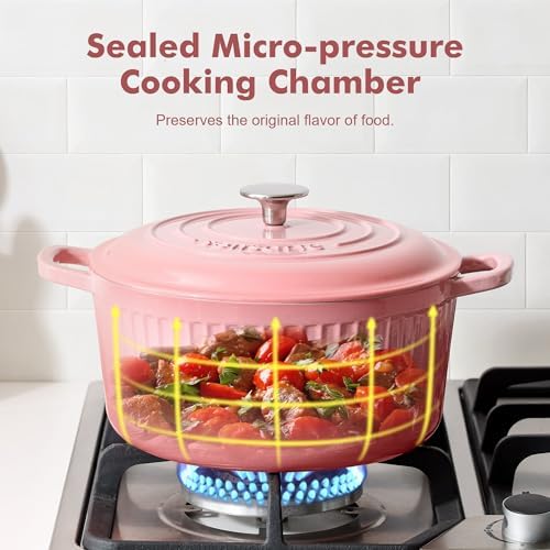 SENSARTE 6.5QT Enameled Cast Iron Dutch Oven Pot with Lid&Cotton Potholders