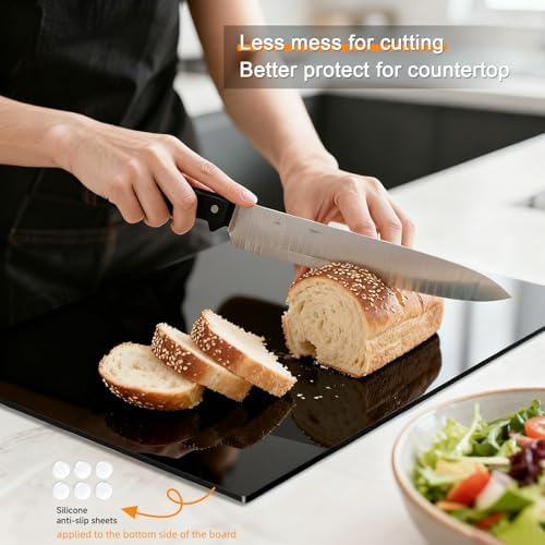 Black Cutting Boards for Kitchen, Acrylic Cutting Board with Counter Lip Countertop Protector, Non-Slip Tablas Para Picar Cocina, Kitchen Decor Apartment Essentials House Warming Gifts(20"x16")