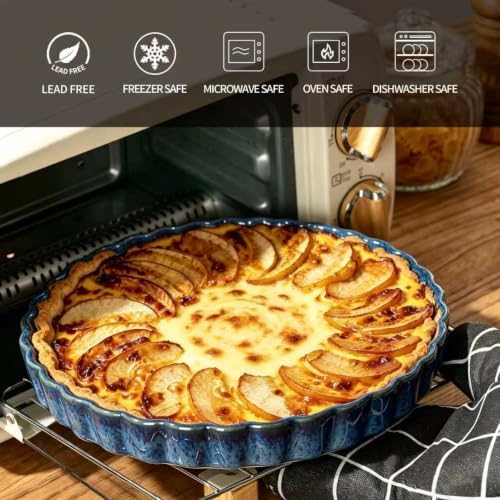 Ceramic Pie Pan for Baking[10 inch],NonStick Ceramic Quiche Baking Dish