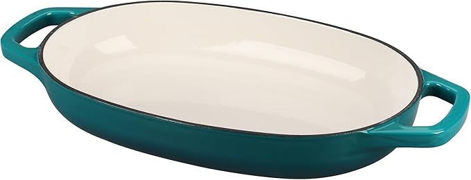 Enameled Cast Iron Oval Dutch Oven Pot with Lid, Dutch Oven for Sourdough Bread Baking, Bread Oven, Bread Dutch Oven, Oval Bread Pan, 5qt, Darkcyan
