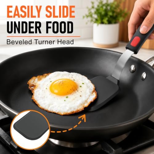 6Pcs Silicone Spatula Turner Set, Heat Resistant Silicone Spatula for Nonstick Cookware, BPA Free Kitchen Cooking Utensils Set, Flexible Spatula Turner for Flipping Eggs, Burger, Fish, Pancake