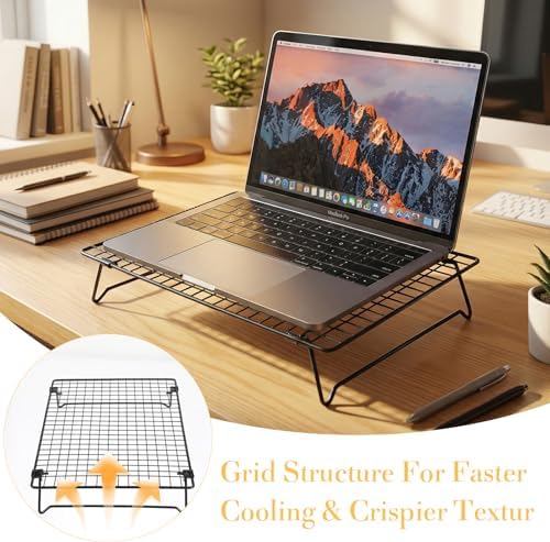 4 Pcs 13.4x9.6inch Cooling Racks for Cooking and Baking Stackable Wire Cooling Rack with Stackable Legs Baking Rack for Cookies Cakes Pizza Roasting Drying