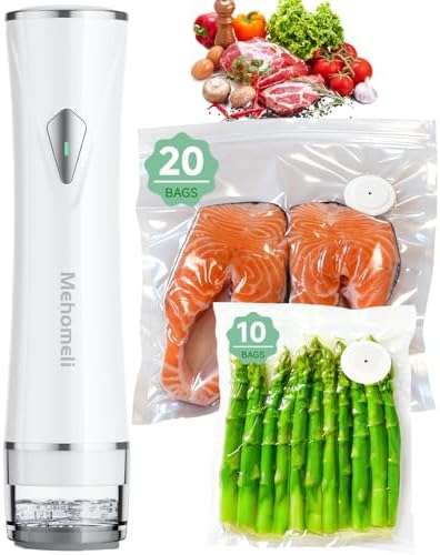Mehomeli Compact Handheld Vacuum Sealer for Food with 30 Reusable Bags