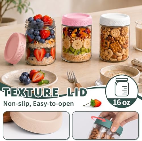 Mason Jars 16 oz with Lids, Glass Jars with Airtight Lid, Wide Mouth Jar