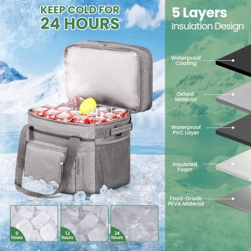 MIYCOO Cooler Bag with Expandable Double Deck, 60 Can Leakproof Cooler