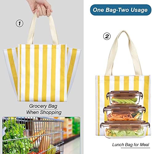iknoe 9L Insulated Lunch Bag for Men & Women, Leak-Resistant Yellowstripe