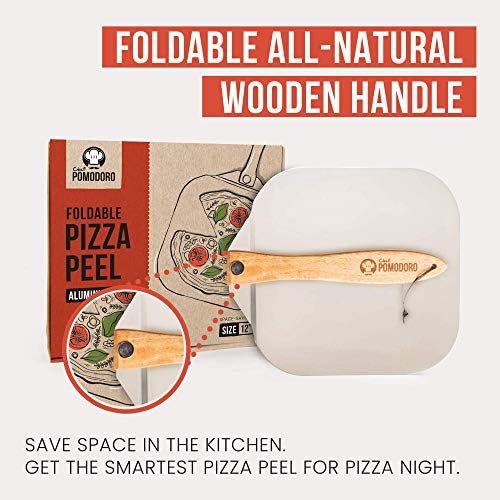 Chef Pomodoro Pizza Peel and Cutter Set, Foldable Handle, 12x14 in