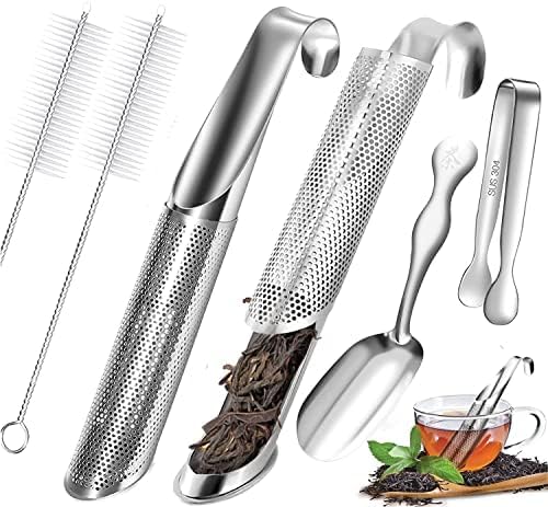 2PCS stainless steel tea filter mesh with hook handle, stainless steel tea diffuser, loose leaf tea infuser (2PCS)