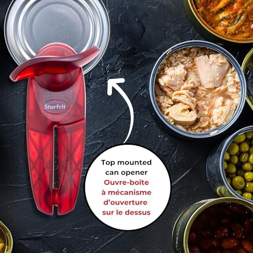 Starfrit Little Beaver Can Opener, Safe, Comfort Grip, Red
