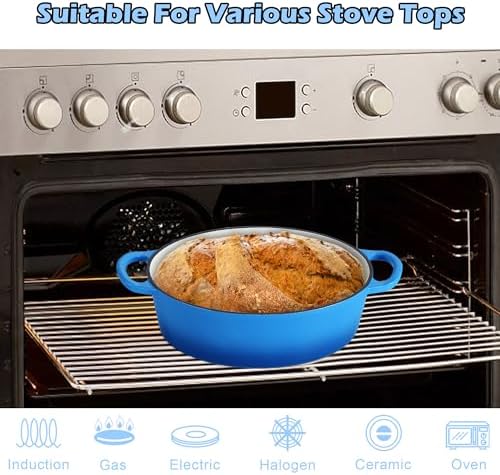 TeamFar Oval Dutch Oven, 5qt Enameled Cast Iron Dutch Oven Pot with Lid