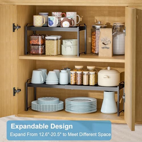 Expandable Cabinet Shelf Organizer, Adjustable kitchen Countertop Storage
