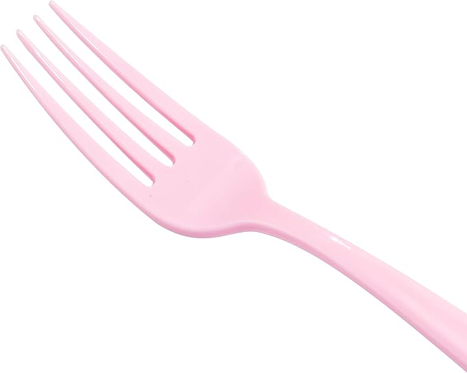 WDF 160 Piece Pink Plastic Silverware - Heavy Duty Pink Silverware Includes 80 Forks, 40 Spoons, 40 Knives, Plastic Utensils Perfect for Wedding/Party/Easter
