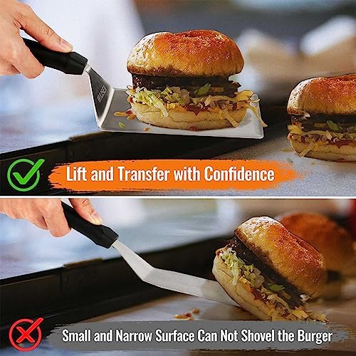 HULISEN Stainless Steel Spatula 2 pcs, 6 x 5 Inch Heavy-Duty Metal Turner