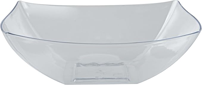Restaurantware-Moderna 32 Ounce Fancy Plastic Bowls, 10 Square Disposable Salad Bowls - Durable, Heavy-duty, Clear Plastic Bowl, For Warm And Cold Foods