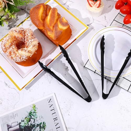 Mwellewm 40 Pcs Plastic Tongs for Serving Bulk 9 Inch Serving Disposable Tongs, Plastic Serving Utensils, Heavy Duty Salad Tongs for Kitchen Buffets BBQ Events Catering (Pack of 2)