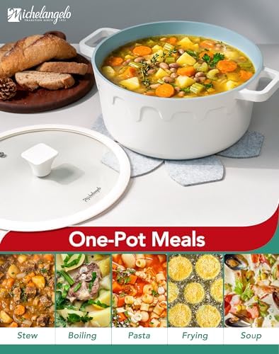 MICHELANGELO 8 Quart Stock Pot with Lid, Titanium Ceramic Nonstick Soup Pot