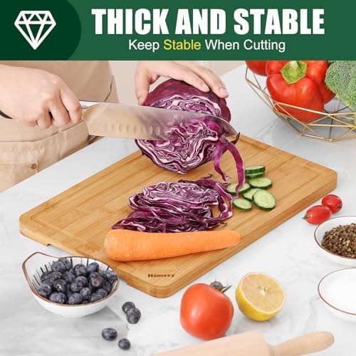 Homaxy Organic Bamboo Cutting Boards for Kitchen, 15"x10"