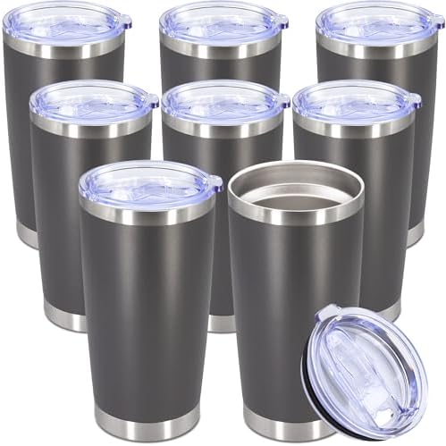 20oz Tumbler Stainless Steel Tumbler Coffee Tumbler with Lid Grey, 8P